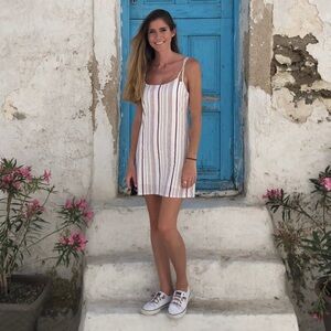 Lulus White and Maroon Striped Mini Dress XS Abercrombie